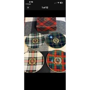 Ralph Lauren Plaid Kilgour Tartan 8" Dessert Plates in Original Box 4 Plaid